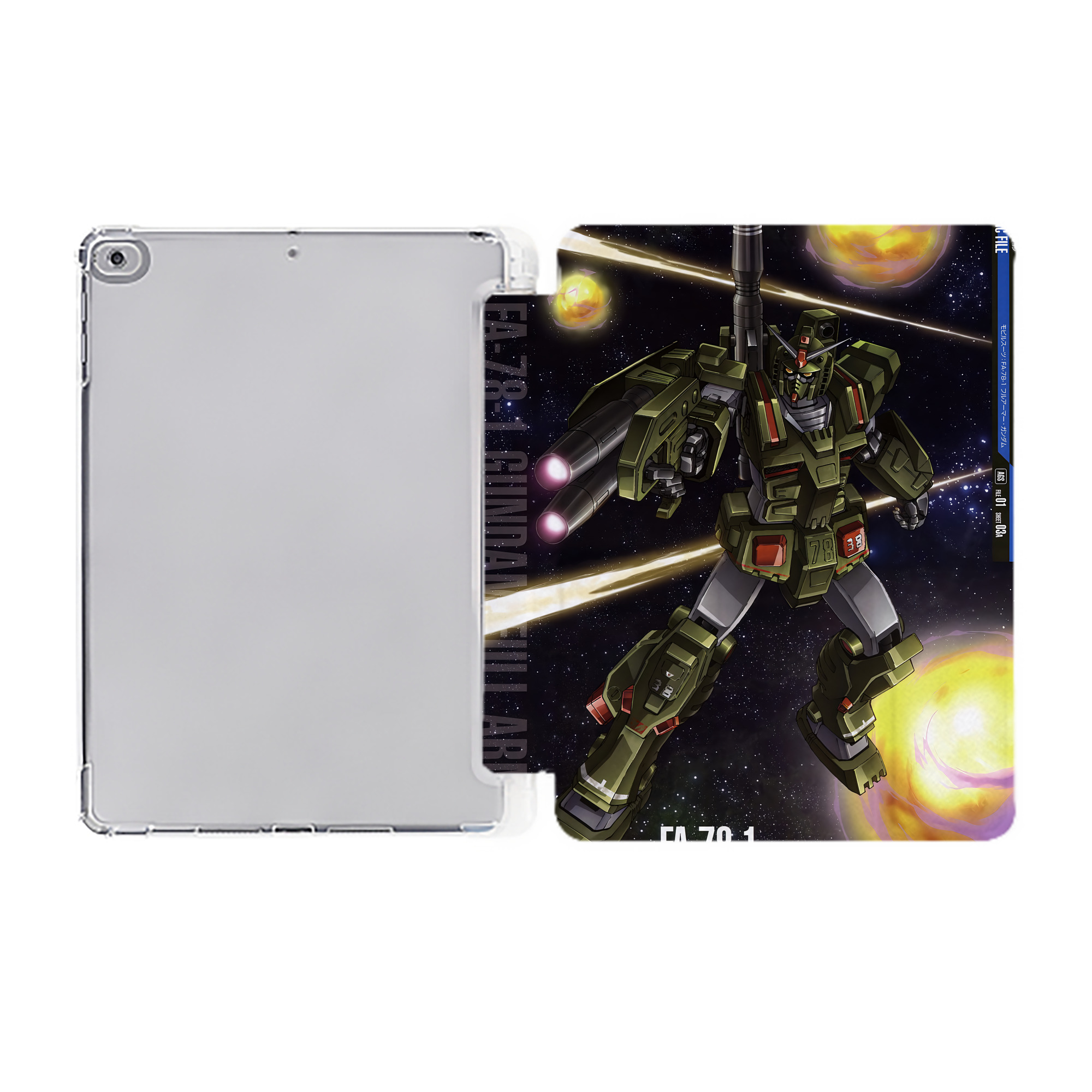 （画像用） 機動戦士ガンダム Mobile Suit Gundam IPad ケース ペン収納付き 三つ折りスタンド PUレザー×シリコン 対応機種9.5/10.5/10.9インチ